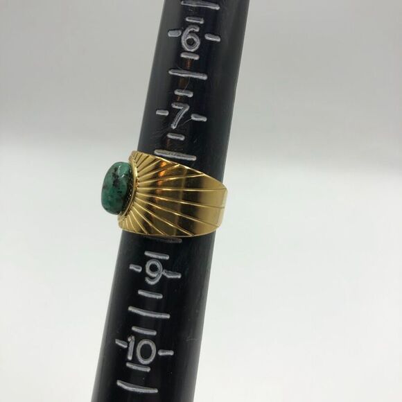18K Gold Plated Turquoise Women’s Statement Ring Waterproof Hypoallergenic - Picture 8 of 10